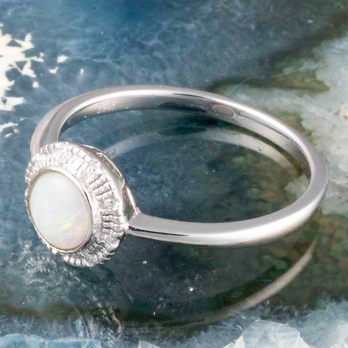 COSMIC INTUITION STERLING SILVER AUSTRALIAN WHITE OPAL RING