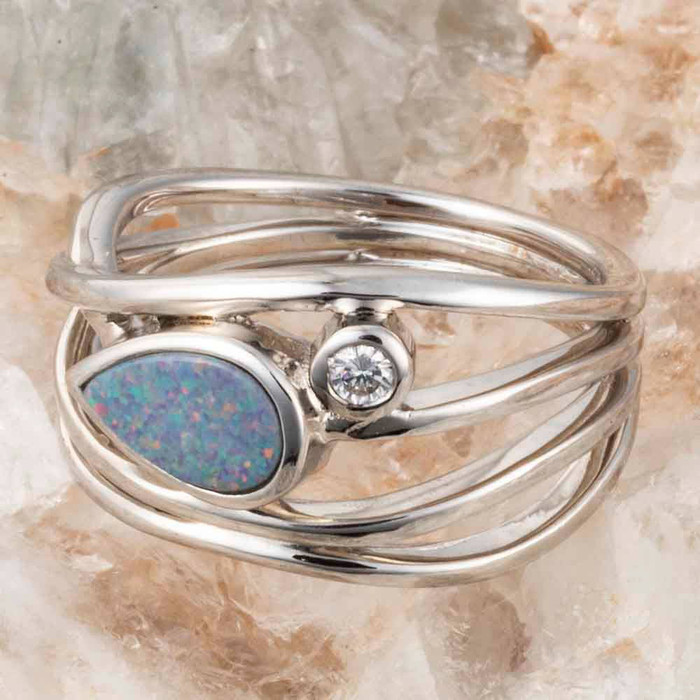 FIRE RED OPAL STERLING AUSTRALIAN OPAL RING