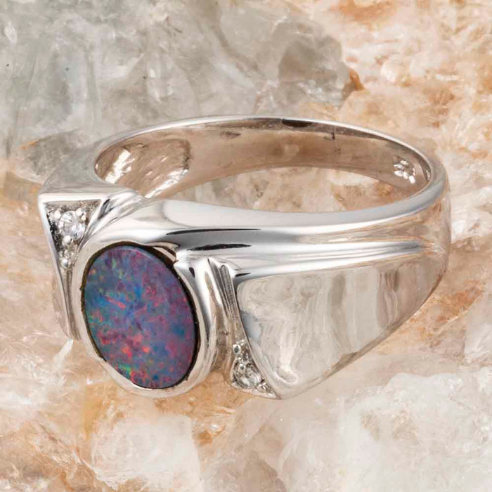 SUNRISE FIRE BLAST STERLING SILVER NATURAL AUSTRALIAN OPAL RING