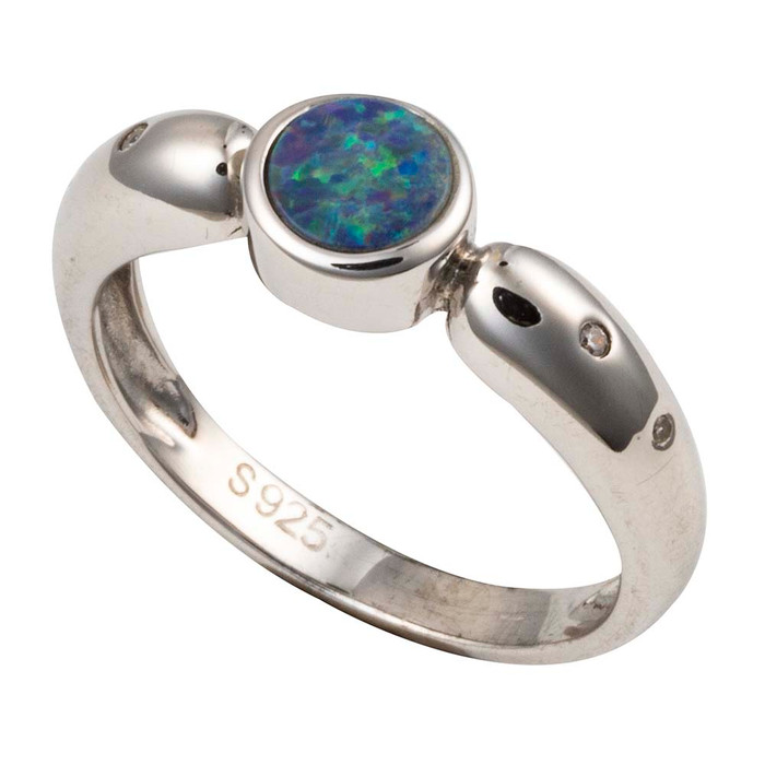 *GREEN DROP STERLING SILVER AUSTRALIAN OPAL RING