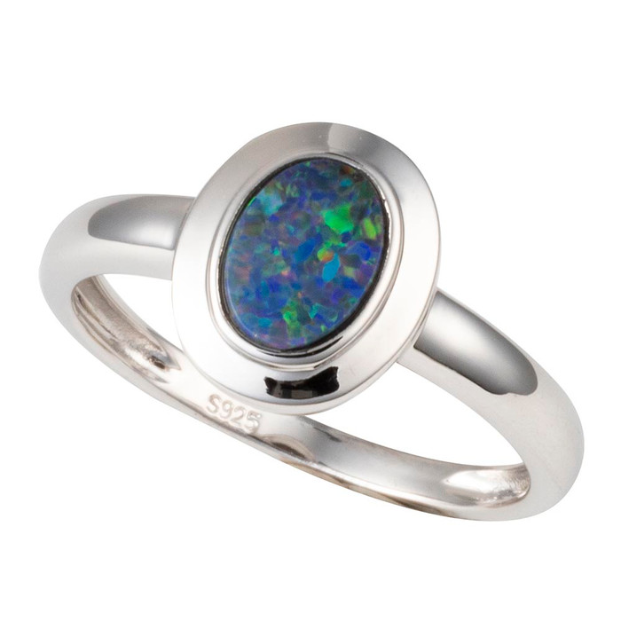 *FIJI ESCAPE STERLING SILVER AUSTRALIAN OPAL RING
