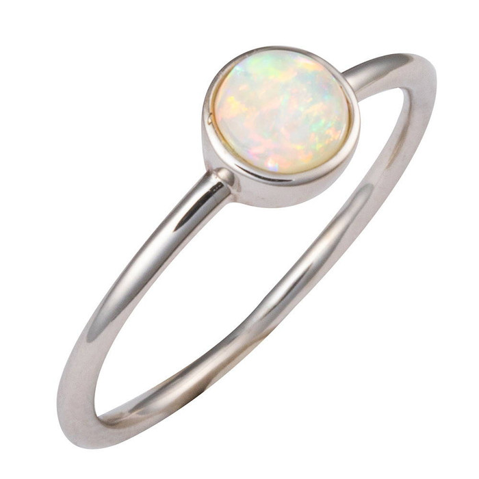 STARRY TIDE STERLING SILVER AUSTRALIAN SOLID WHITE OPAL RING