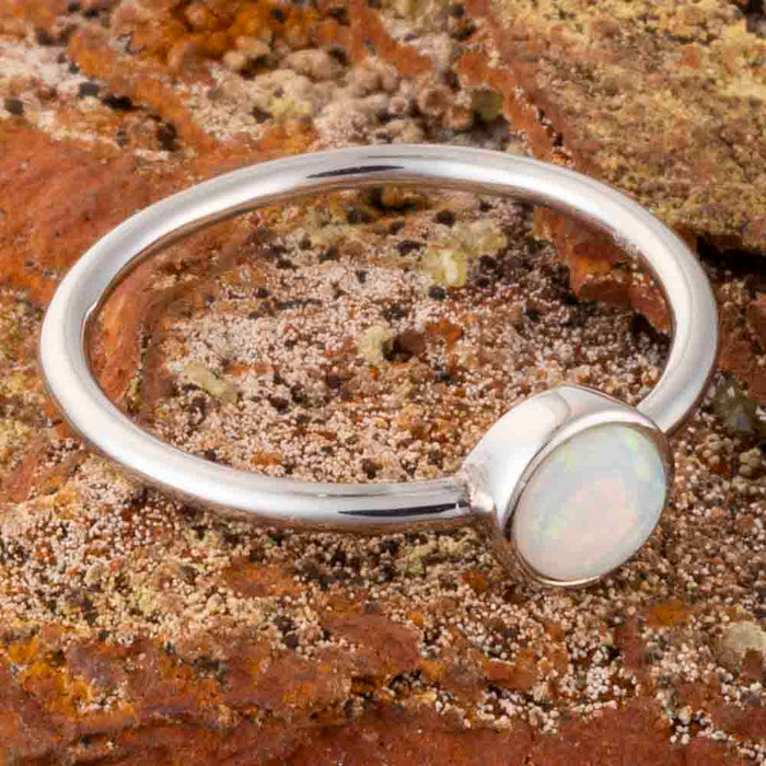 *SOLSTICE ENERGY STERLING SILVER AUSTRALIAN SOLID WHITE OPAL RING