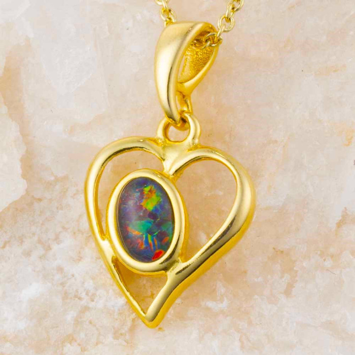 LUNAR DRIFT 18KT YELLOW GOLD PLATED AUSTRALIAN OPAL NECKLACE