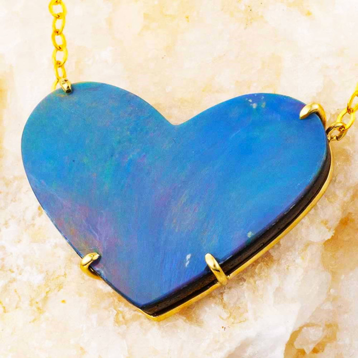 VIOLET STREAM 14KT YELLOW GOLD AUSTRALIAN OPAL NECKLACE