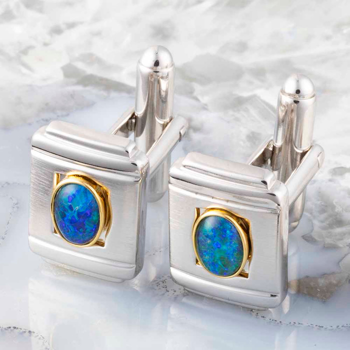 SOLSTICE 18KT GOLD PLATED GENUINE AUSTRALIAN OPAL CUFFLINKS SOLSTICE 18KT GOLD PLATED GENUINE AUSTRALIAN OPAL CUFFLINKS