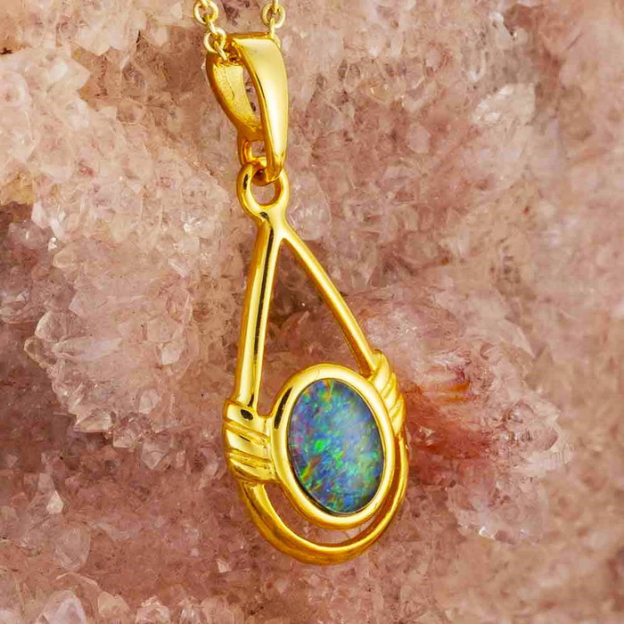 ZENITHAURORA 18KT GOLD PLATED AUSTRALIAN OPAL NECKLACE