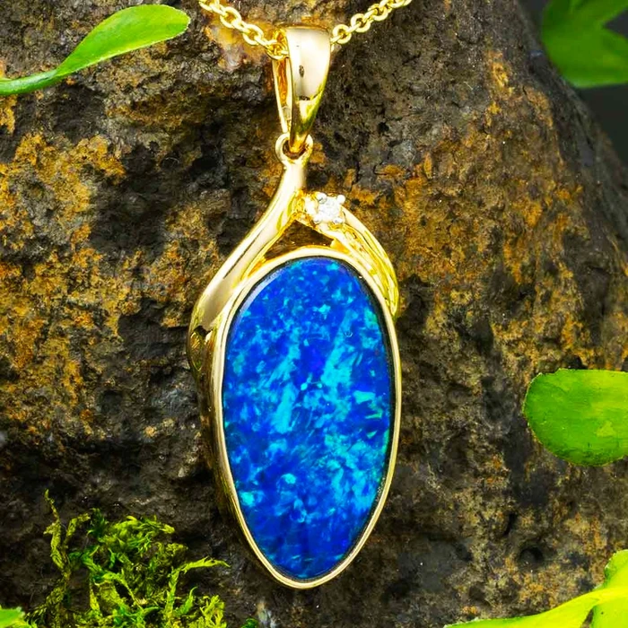 * 1 AETHERIS TIDESONG 14KT GOLD & DIAMOND OPAL PENDANT