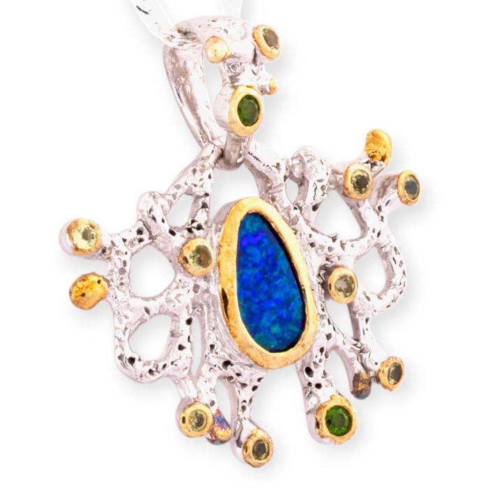 Sunbeam Ripple Sterling Silver Opal Pendant