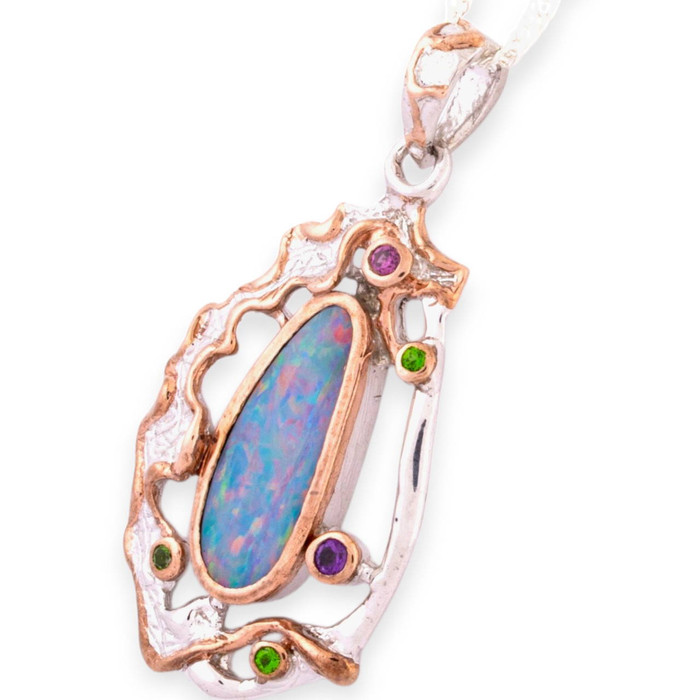 *Opaline Aurora Sterling Silver Couture Opal Pendant
