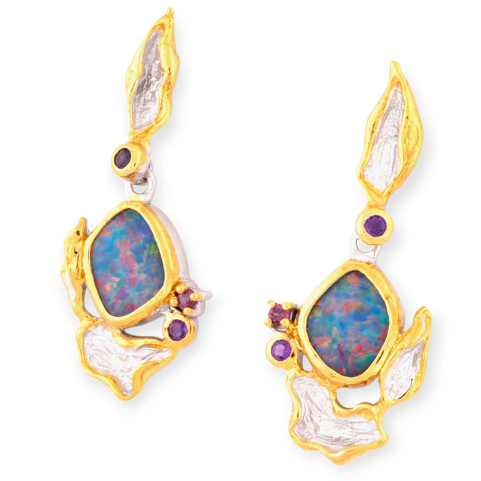 Ocean Zephyr Sterling Silver Couture Opal Earrings