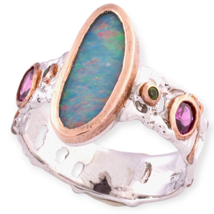 Celestial Bloom Sterling Silver Couture Opal Ring