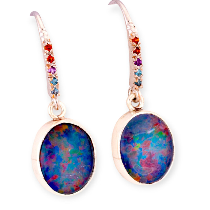 Ethereal Elegance Couture Sterlig Silver Opal Drop Earrings
