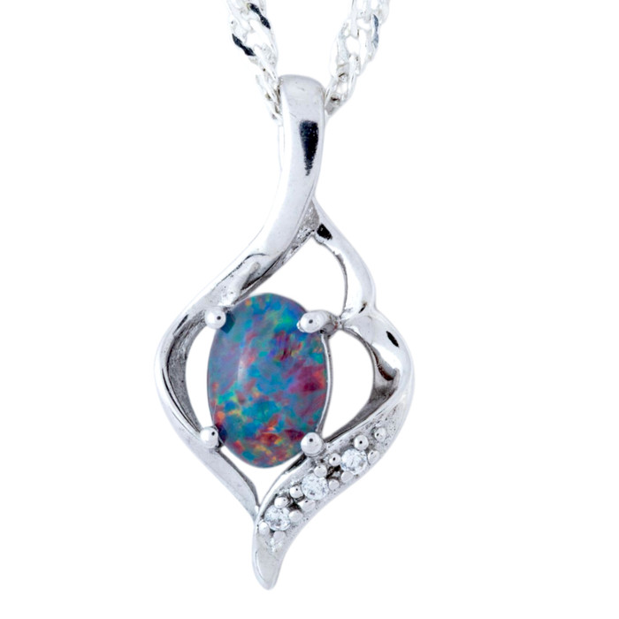Autumnal Glow Sterling Silver Opal Pendant