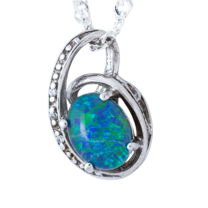 Cosmic Dust Sterling Silver Opal Pendant