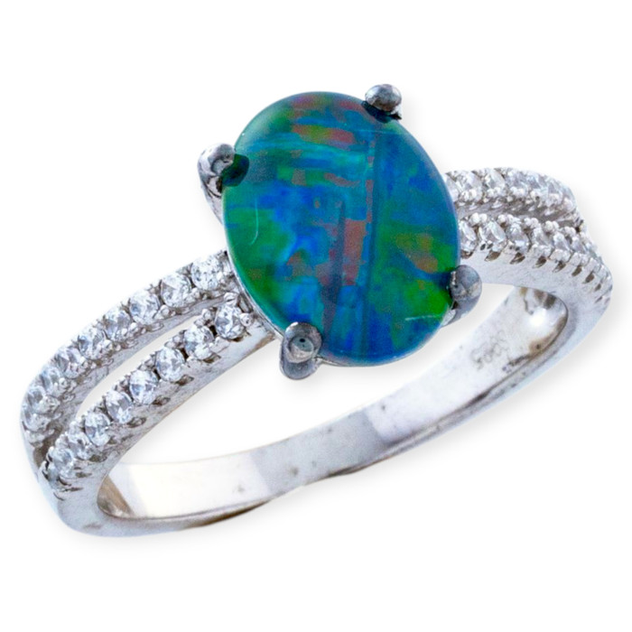 Marine Majesty Sterling Silver  Australian Opal Ring Marine Majesty Sterling Silver  Australian Opal Ring