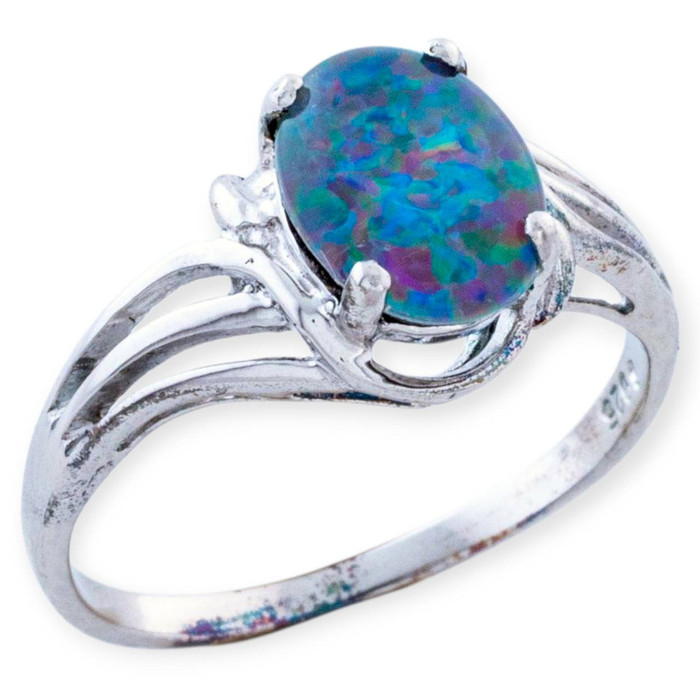 Firelight Glow Sterling Silver Australian Opal Ring