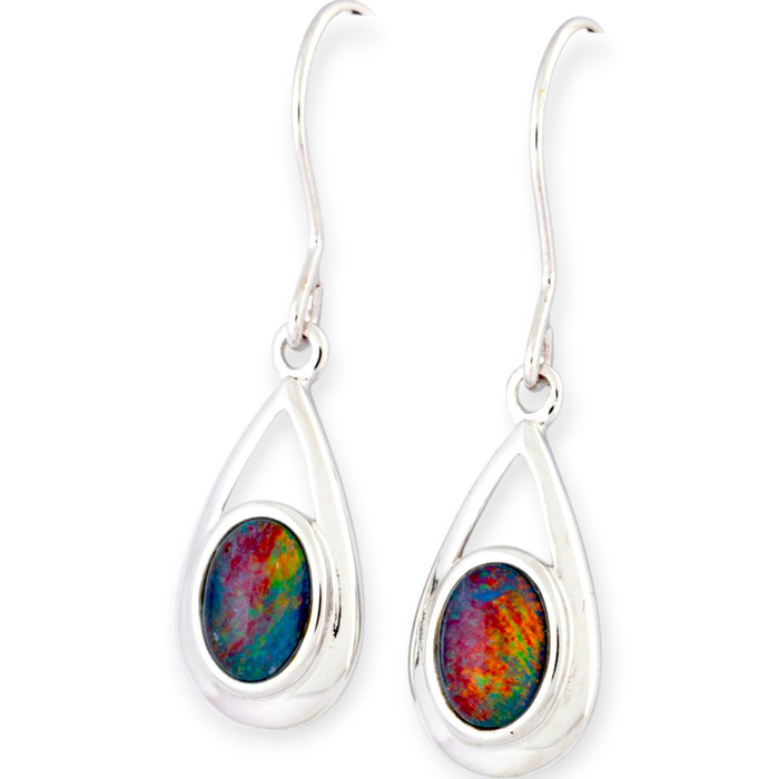 Rainbow Radiance Sterling Silver Opal Drop Earrings Rainbow Radiance Sterling Silver Opal Drop Earrings