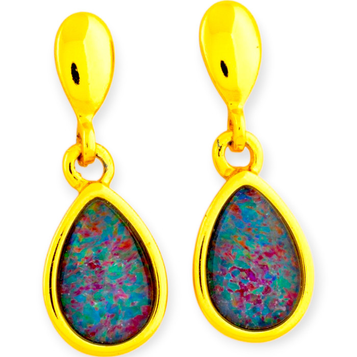 Ethereal Radiance 18KT Gold Plated Opal Drop Earrings