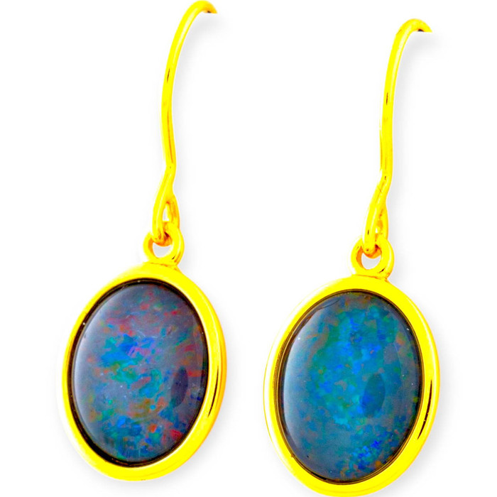 Celestial Radiance 18KT Gold Plated Opal Drop Earrings