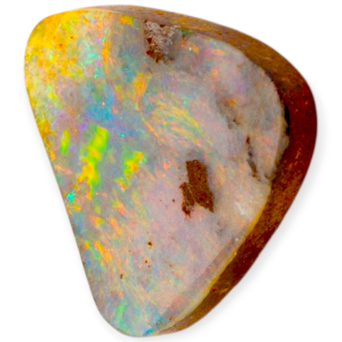 Pastel Flame: Genuine Triangular Solid Boulder Opal Gemstone