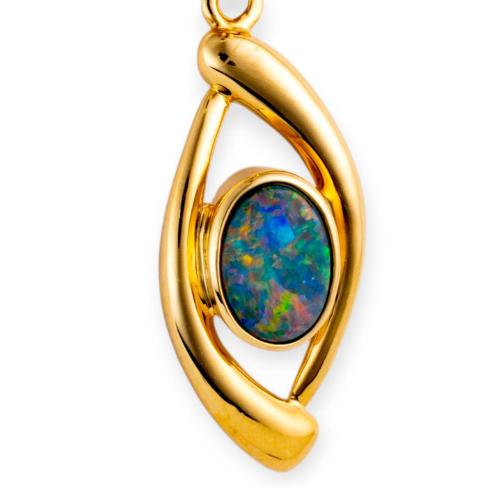 Mystic Ocean 14KT Gold Opal Pendant
