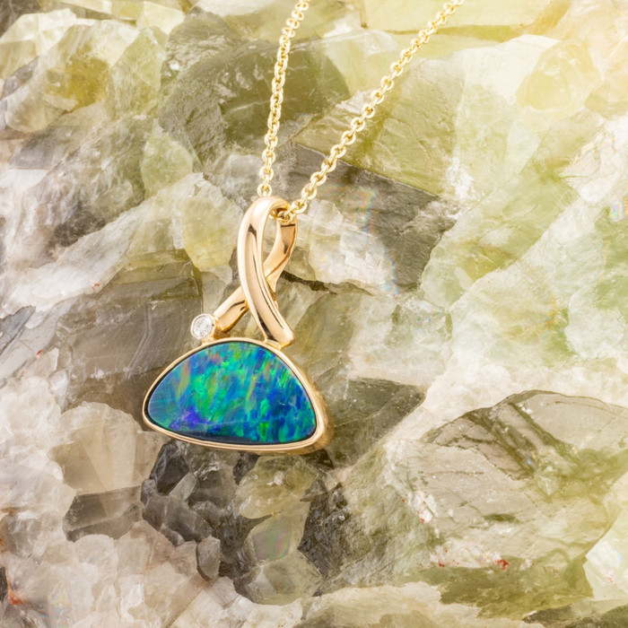 * Orion's Heart 14KT Gold & Diamond Opal Pendant