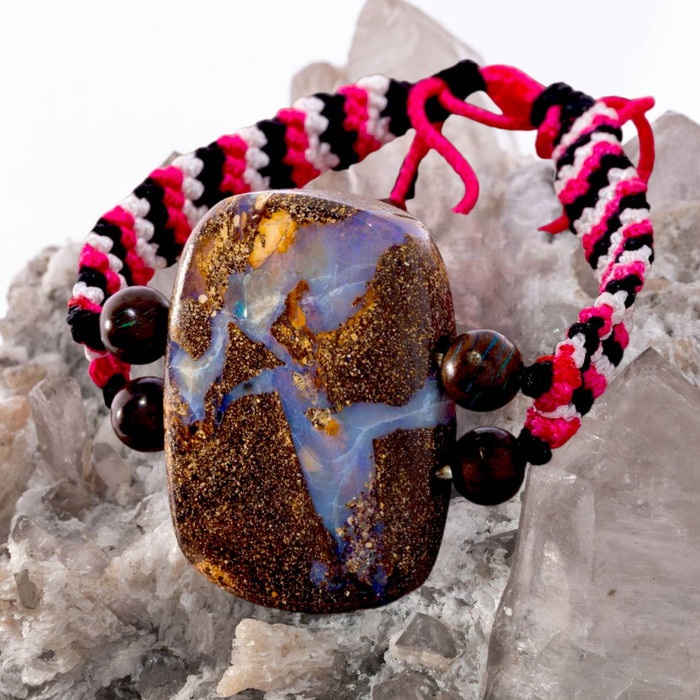 Celestial Reflection Handmade Solid Boulder Opal Bracelet