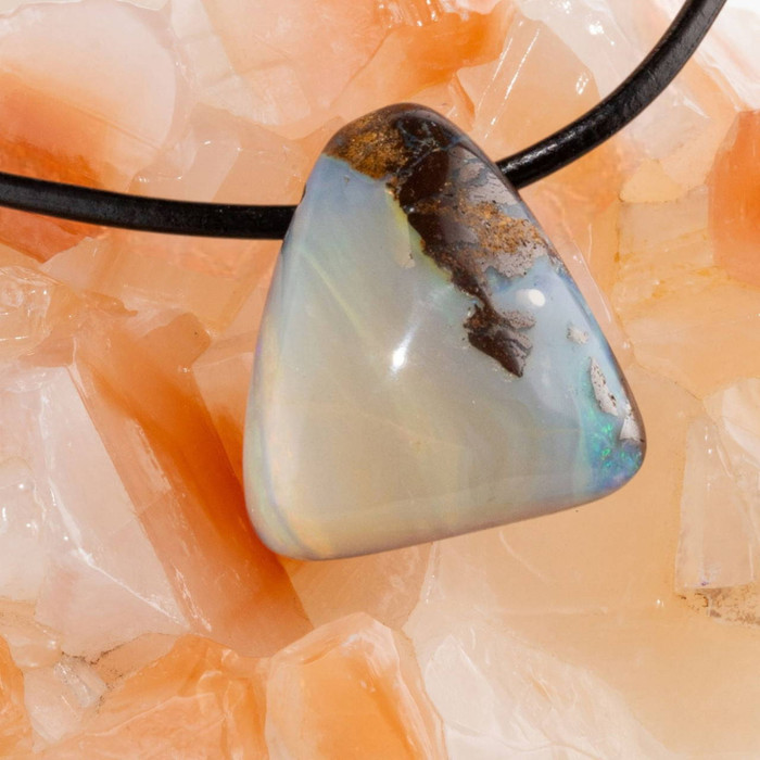 * 1 Ironstone Core Boulder Opal Slide Pendant
