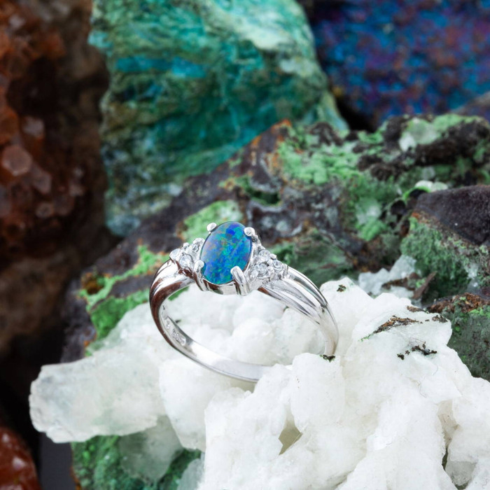 Glowing Glacier Sterling Silver  Australian Opal Ring