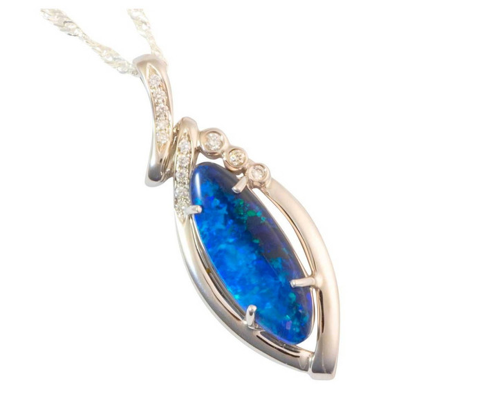 CRYSTAL MOUNTAIN 18KT WHITE GOLD & DIAMOND OPAL NECKLACE & 14KT GOLD WHITE OPAL CHAIN(Custom order)