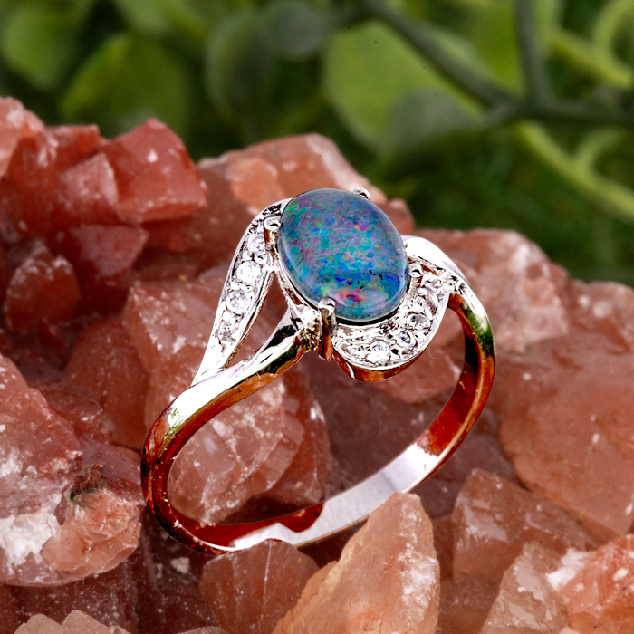 RAINBOW AETHERFLAME STERLING SILVER OPAL RING