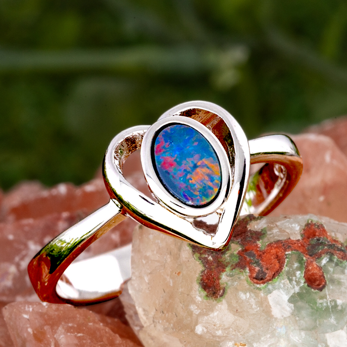 * 1 STARWOVEN PRISM DREAM STERLING SILVER OPAL RING