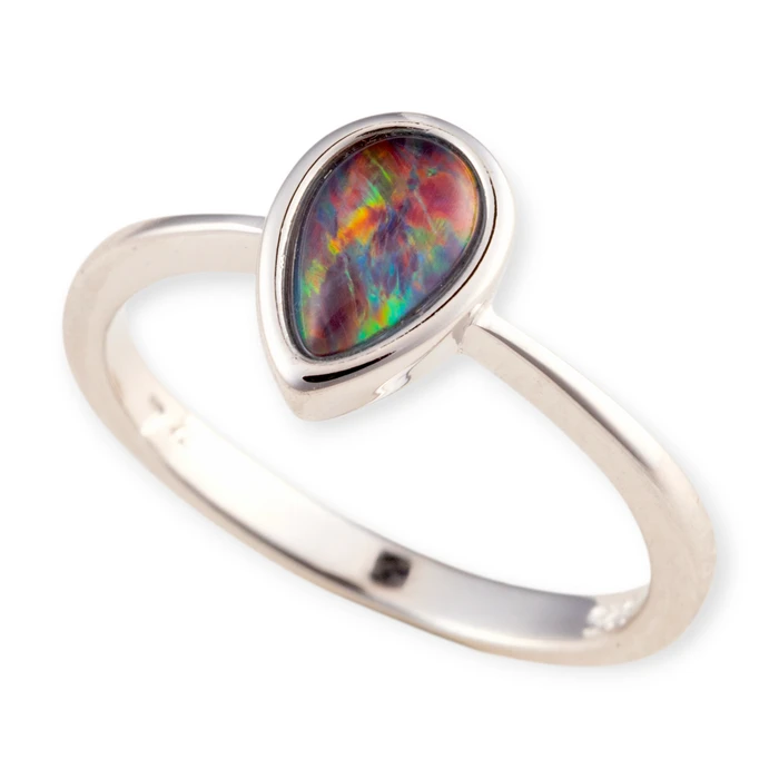 * 1 CELESTIAL RAINVEIL STERLING SILVER OPAL RING