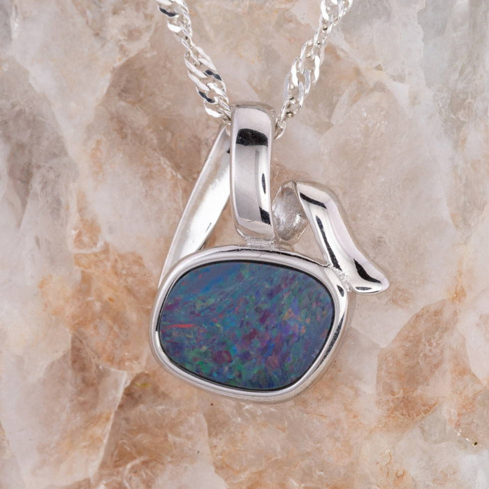 * 1 CELESTIAL RAINBLOOM STERLING SILVER OPAL PENDANT