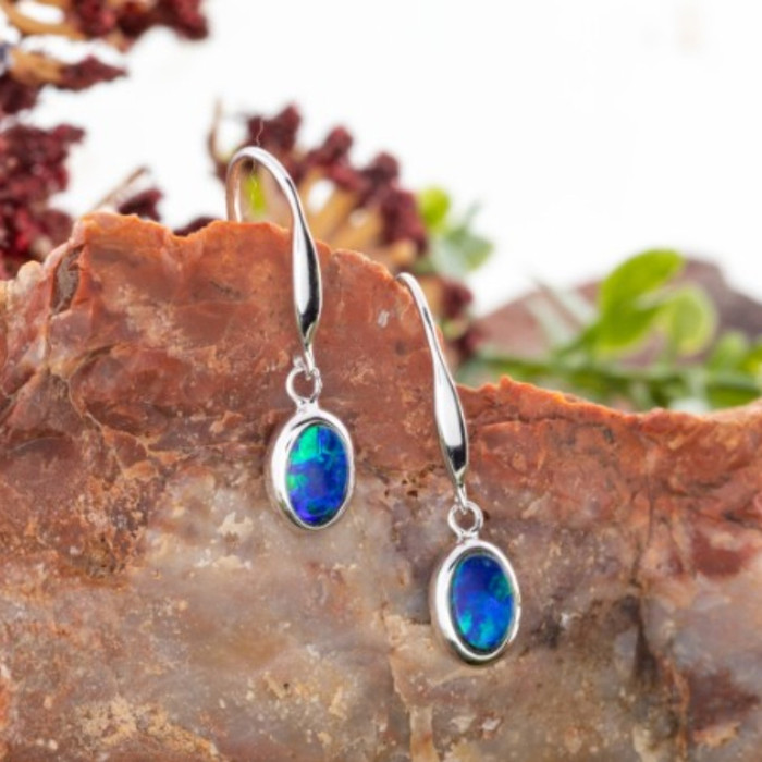 * CELESTIAL AQUAMARINE 14KT WHITE GOLD OPAL DROP EARRINGS