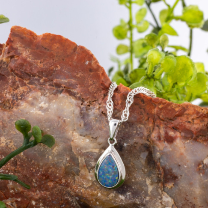 TEARDROP TWILIGHT STERLING SILVER OPAL PENDANT