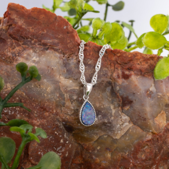LUMINOUS AETHER TEARDROP SILVER OPAL PENDANT