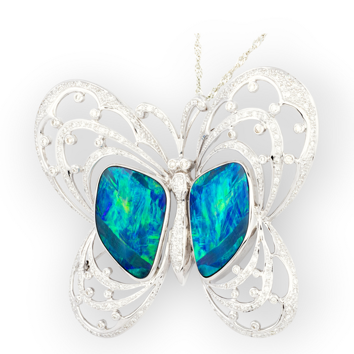 *A TRANSFORMED FREEDOM 18KT GOLD & DIAMOND OPAL HEIRLOOM PENDANT