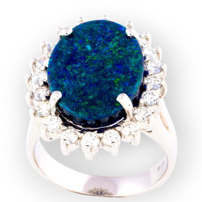 *TIDAL LIGHT 18KT GOLD  AND DIAMOND OPAL RING
