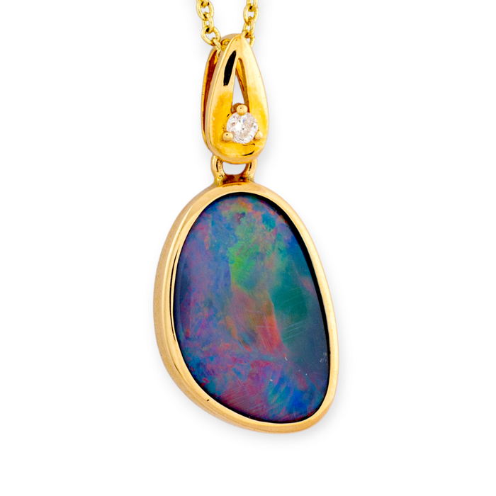 * 1 ASTRAL LIGHTBEAM D14KT YELLOW GOLD OPAL NECKLACE
