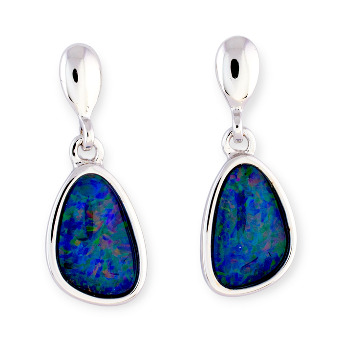 * 1 COSMIC AURORA SKYFALL STERLING SILVER OPAL EARRINGS
