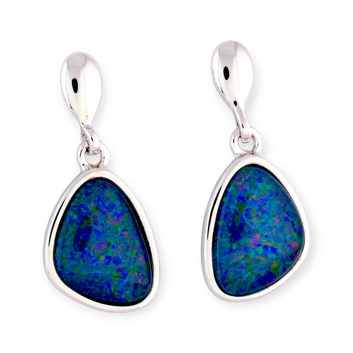 * 1 STARDUST NEBULA FLARE STERLING SILVER OPAL EARRINGS