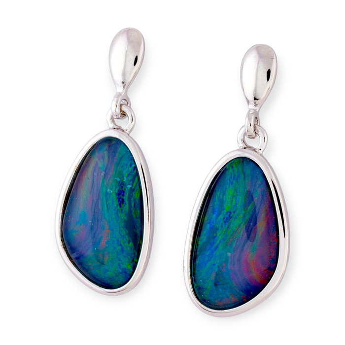 * 1 STARDUST RAINBOW  STERLING SILVER OPAL DROP EARRINGS
