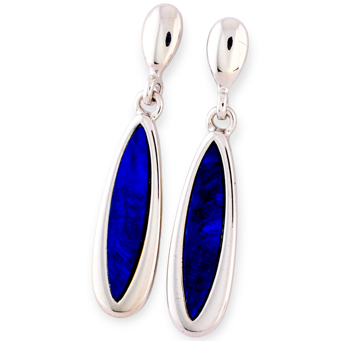 * 1  GALACTIC VIOLET STREAM STERLING SILVER OPAL DROP EARRINGS