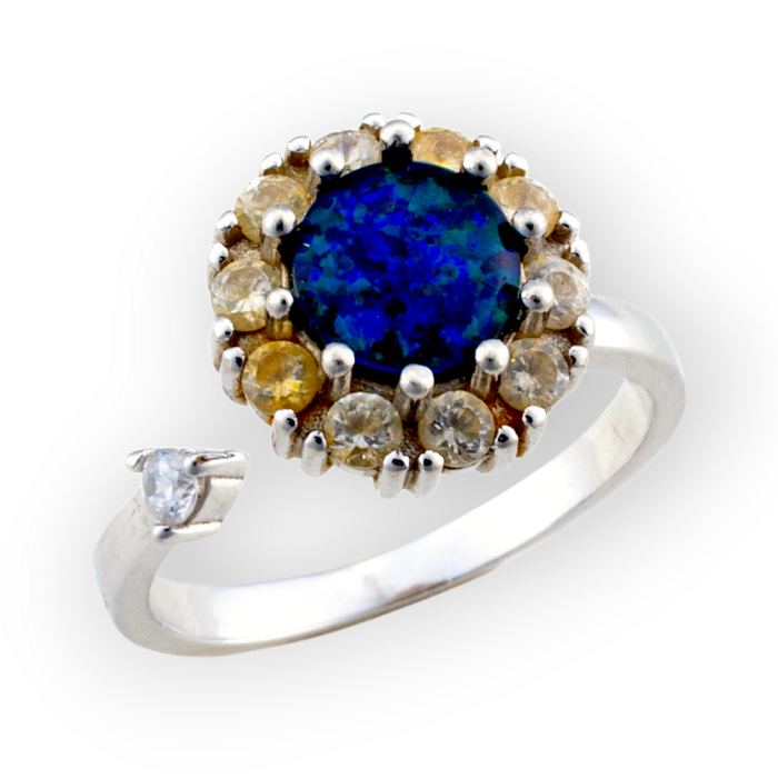 * CELESTIAL OCEAN SWIVEL STERLING SILVER OPAL RING