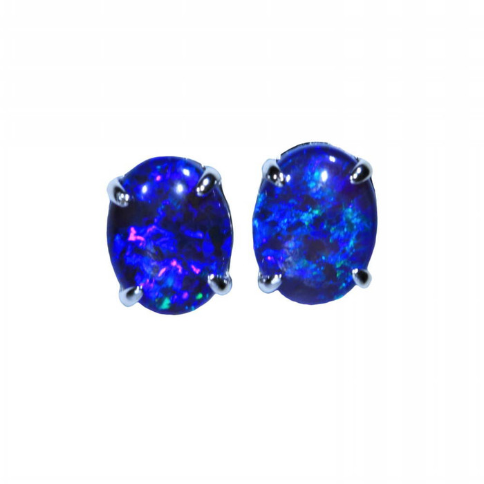 NIGHT SKY STERLING SILVER NATURAL LIGHTNING RIDGE AUSTRALIAN OPAL EARRINGS