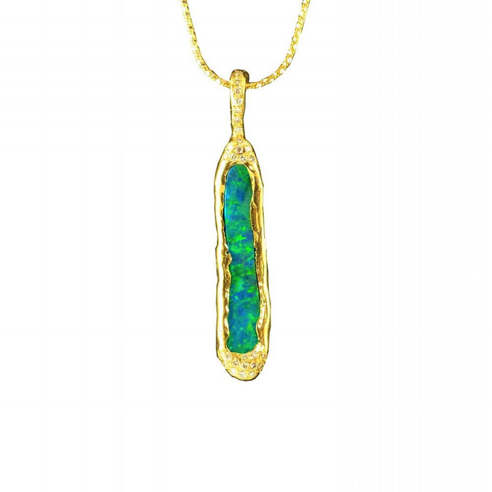 ROMAN'S MIRACLE 18KT  GOLD & DIAMOND NATURAL AUSTRALIAN OPAL NECKLACE