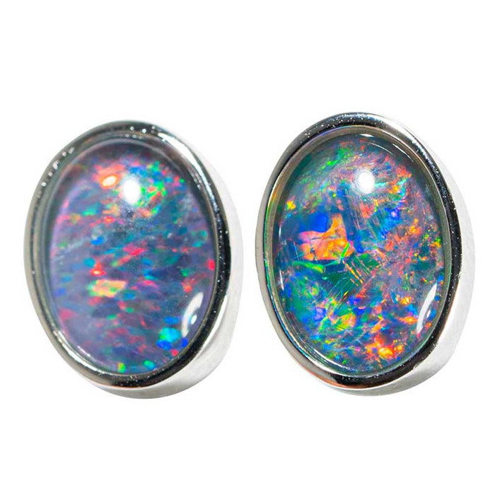 *  A METEOR SHOWER STERLING SILVER AUSTRALIAN BLACK OPAL STUD EARRINGS *  A METEOR SHOWER STERLING SILVER AUSTRALIAN BLACK OPAL STUD EARRINGS