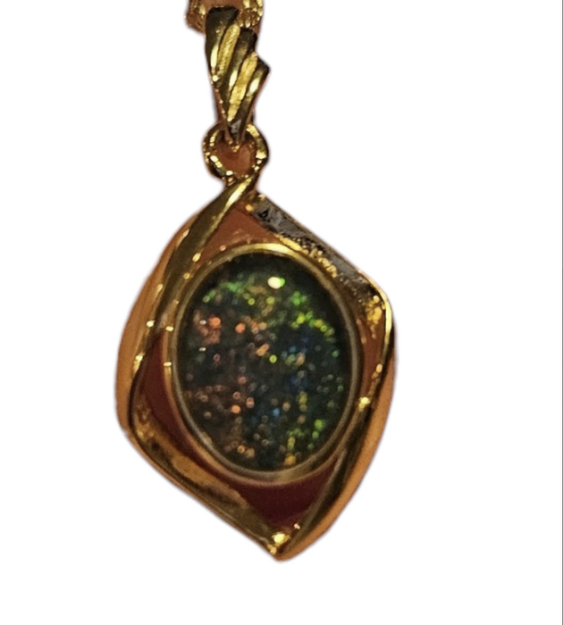 MYSTERY 18KT YELLOW GOLD PLATED AUSTRALIAN  OPAL NECKLACE